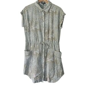 Dear John Tropical Green Linen Blend Tie Waist Dress Size S
